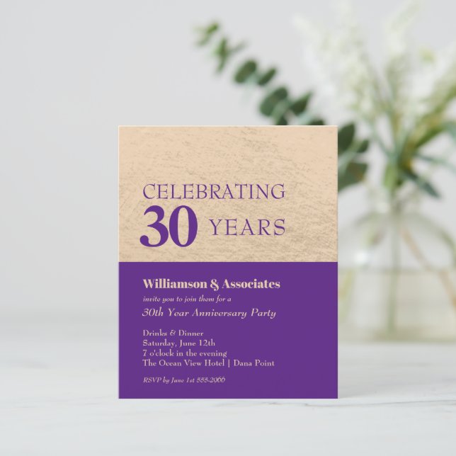 Anniversaire commercial Purple Gold Invitation (Debout devant)
