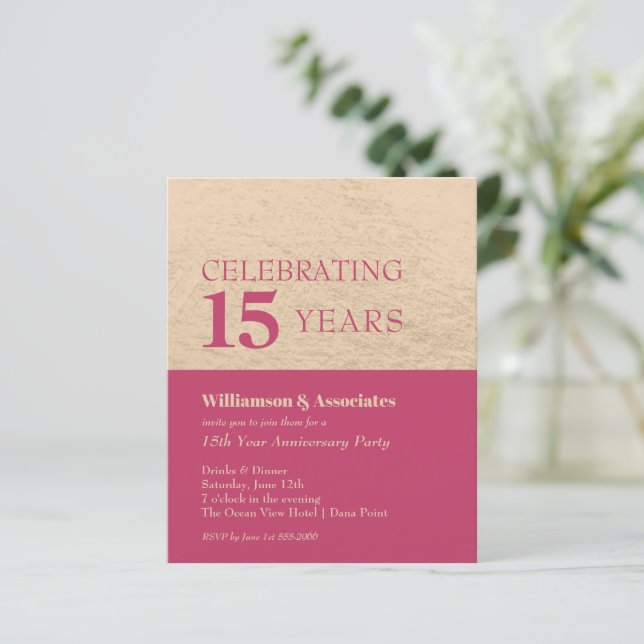 Anniversaire commercial rose or Invitation (Debout devant)