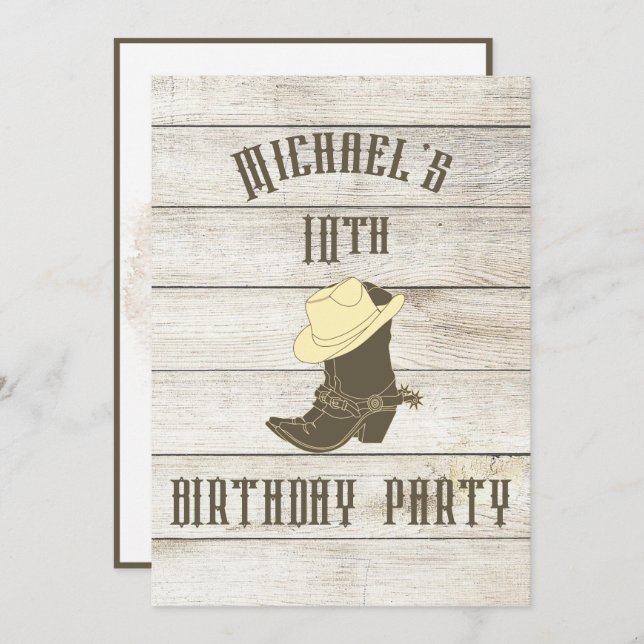 Anniversaire Cowboy Boys Age Party Invitation (Devant / Derrière)