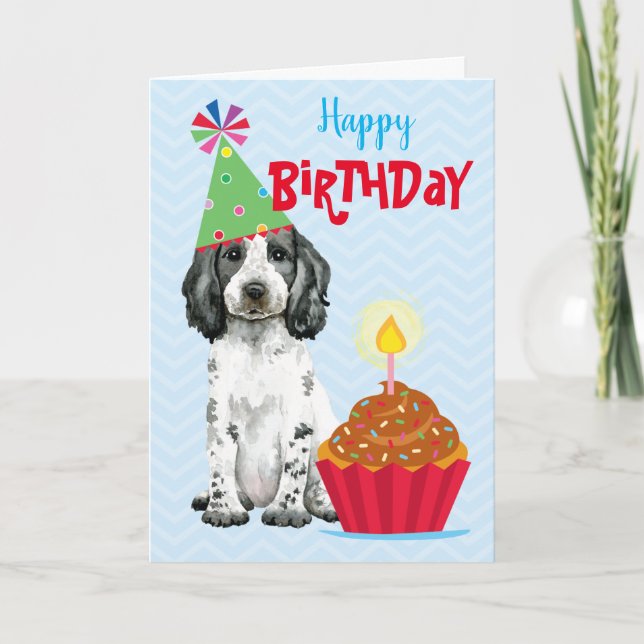 Anniversaire Cupcake Anglais Cocker Carte Spaniel (Devant)