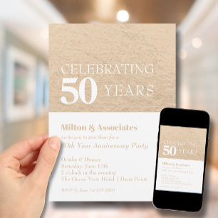 Anniversaire d'affaires Gold et White Invitation