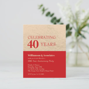 Anniversaire d'affaires Gold Red Invitation