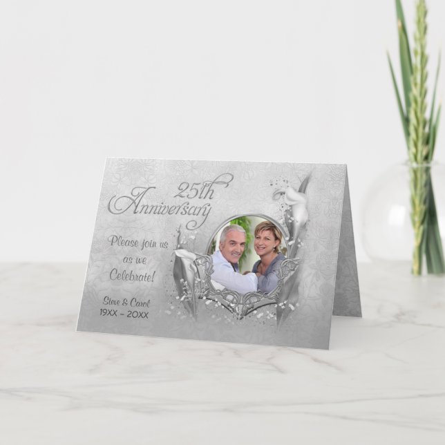 Anniversaire d'argent Calla Photo Invitation (Devant)