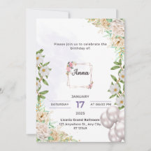 Anniversaire de Anna Carte d'invitation