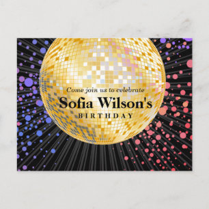 anniversaire de boule disco invitation par carte p
