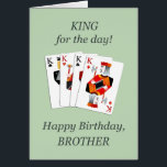 Anniversaire de Brother, Hearts Full House<br><div class="desc">Roi pour la carte d'anniversaire du jour. Faites savoir à votre frère qu'il peut être le roi pour son anniversaire. Quatre rois,  un de chaque costume du pont pour une grande main de poker! Ton frère adorera cette carte d'anniversaire.</div>