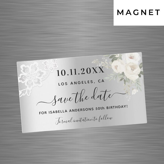 Anniversaire de dentelle blanche en argent Enregis (Créateur téléchargé)