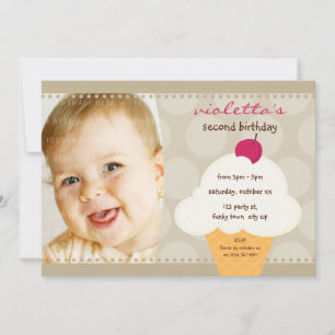 ANNIVERSAIRE DE ENFANT PARTY INVITATION cône de gl