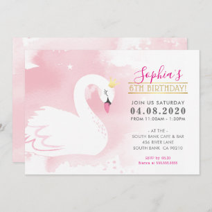 ANNIVERSAIRE DE ENFANT PARTY INVITATION cygne prin