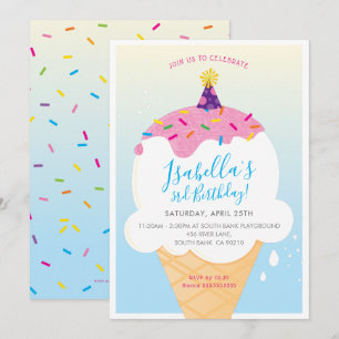 ANNIVERSAIRE DE ENFANT PARTY INVITATION rétro cône