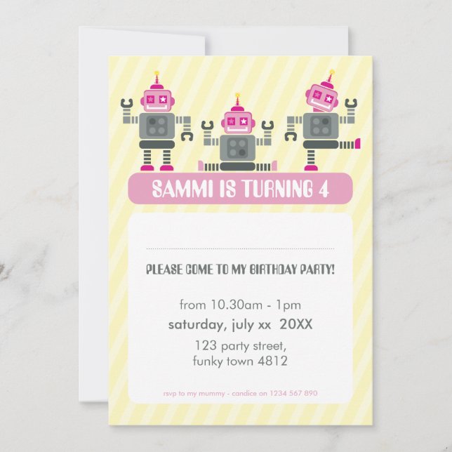ANNIVERSAIRE DE ENFANT PARTY INVITATION robot mode (Devant)
