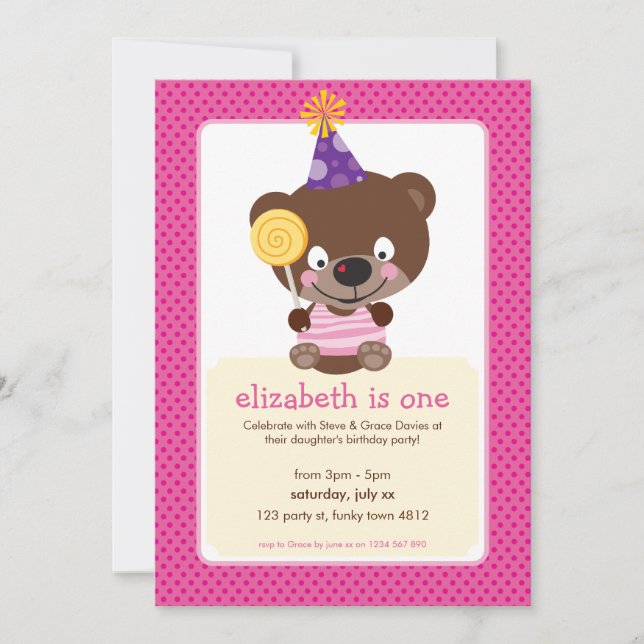 ANNIVERSAIRE DE ENFANT PARTY nounours INVITATION l (Devant)