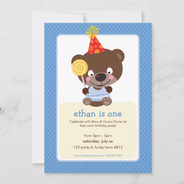 ANNIVERSAIRE DE ENFANT PARTY nounours INVITATION l (Devant)