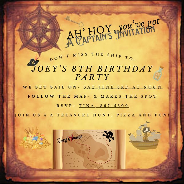 Anniversaire de enfant Party Pirates Invitation (Créateur téléchargé)