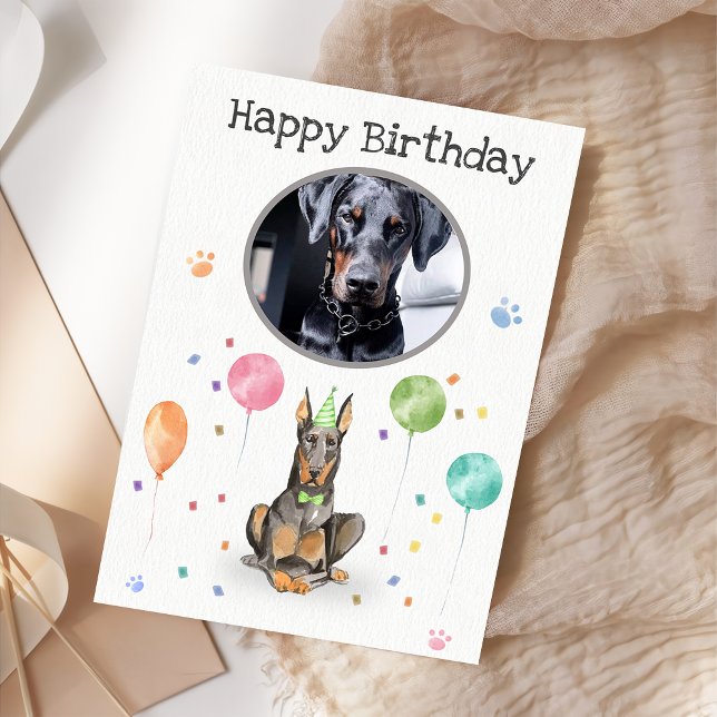 Anniversaire de fête Dobermann carte d'animal (Créateur téléchargé)