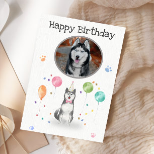 Anniversaire de fête Husky Sibir Chien Carte d'ani