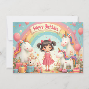 Anniversaire de fille avec licornes et arc-en-ciel