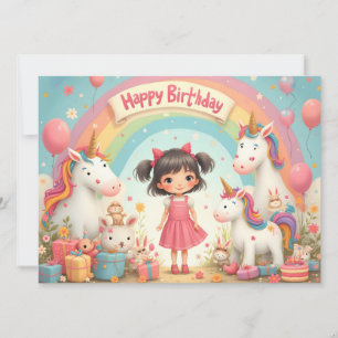 Anniversaire de fille avec licornes et arc-en-ciel