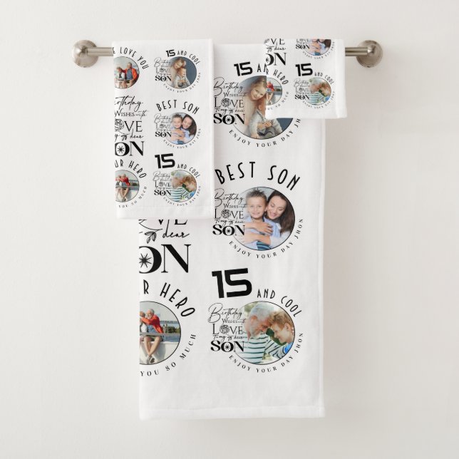 Anniversaire de Fils 8 Collage de Photos Typograph (En situation)