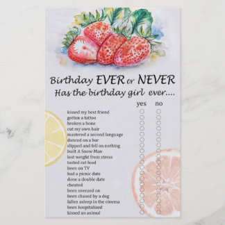 Anniversaire de fraises jamais ou jamais jeu