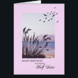 Anniversaire de Half Sister, scène balnéaire<br><div class="desc">Une belle carte d'anniversaire pour ta demi-soeur. Une scène balnéaire avec herbe silhouée et mouettes. Une belle scène de tranquillité qui promet des souvenirs de vacances balnéaires. Un joli verset à l'intérieur complète cette carte d'anniversaire pour dire à votre femme "heureux anniversaire".</div>