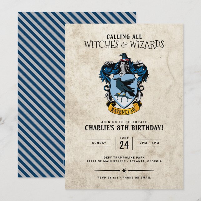 Anniversaire de Harry Potter | Invitation de Raven (Devant / Derrière)