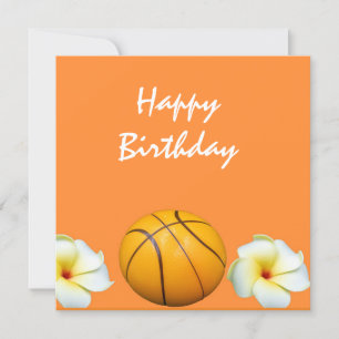anniversaire de la carte de basket-ball avec fleur