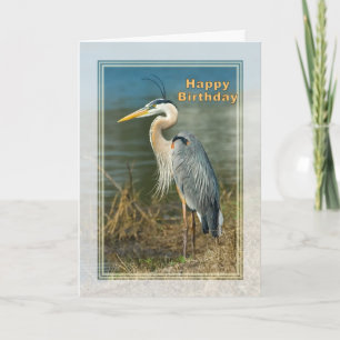 Anniversaire de la carte d'oiseau Great Blue Heron