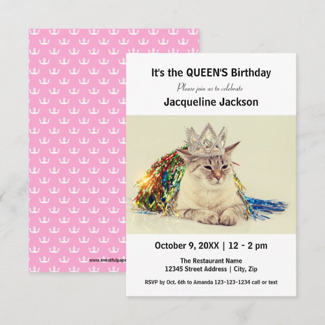 Anniversaire de la Reine - Invitation d'anniversai (Devant / Derrière)