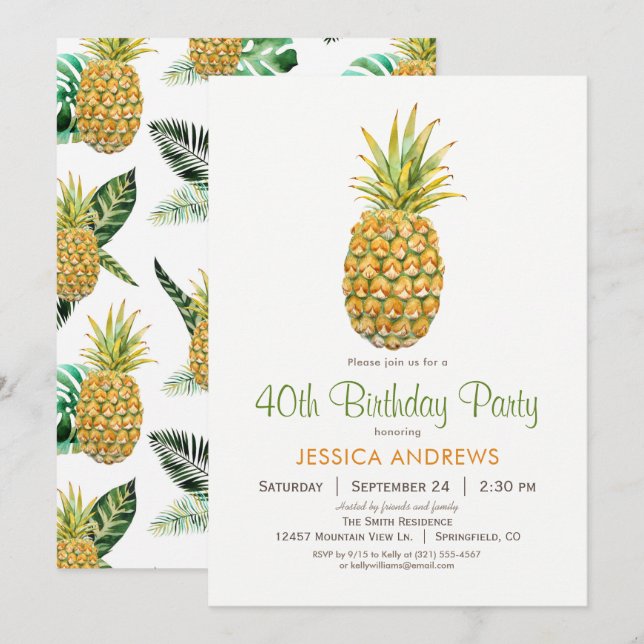 Anniversaire de l'ananas Invitation (Devant / Derrière)