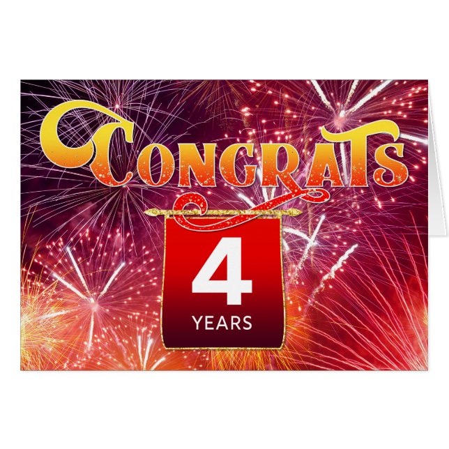 Anniversaire de l'employé 4 ans Fête Feu d'artific (Devant horizontal)