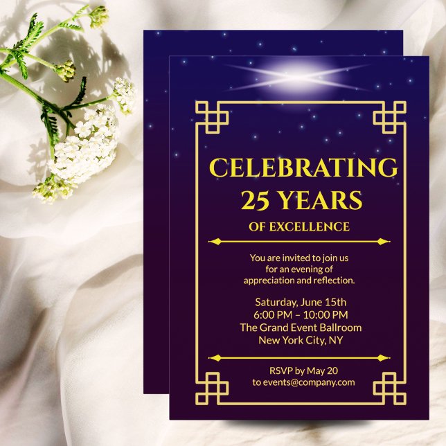 Anniversaire de l'entreprise Invitation bleu pourp (Créateur téléchargé)