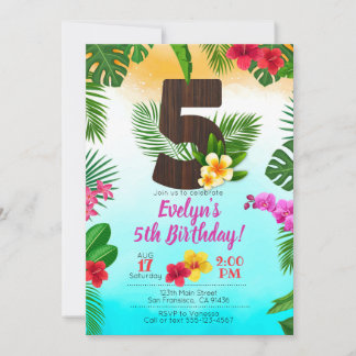 Anniversaire de Luau, Invitation Luau, 5e annivers