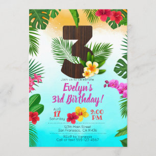 Anniversaire de Luau, Invitation Luau Party 3e ann
