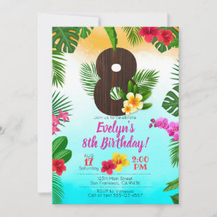 Anniversaire de Luau, Invitation Luau Party 8e ann