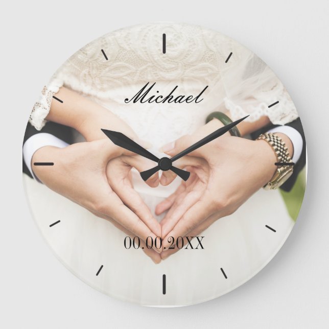 Anniversaire de mariage personnalisé| Horloge mura (Recto)