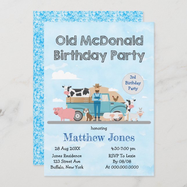 Anniversaire de Old McDonald Farm (Devant / Derrière)