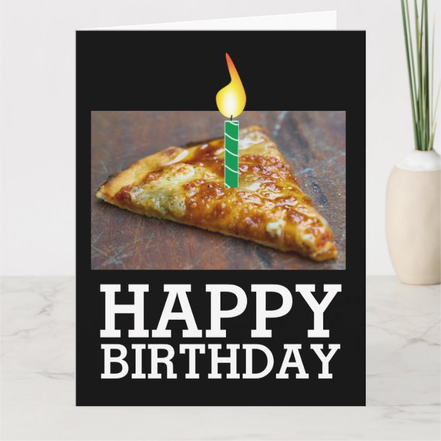 ANNIVERSAIRE DE PIZZA AVEC BOUGIE CARTE SURTAILLÉE (Devant)