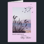 Anniversaire de Step Sister, scène balnéaire<br><div class="desc">Une belle carte d'anniversaire pour une belle soeur. Une scène balnéaire avec herbe silhouée et mouettes. Une belle scène de tranquillité qui promet des souvenirs de vacances balnéaires. Un joli verset à l'intérieur complète cette carte d'anniversaire pour dire à votre femme "heureux anniversaire".</div>