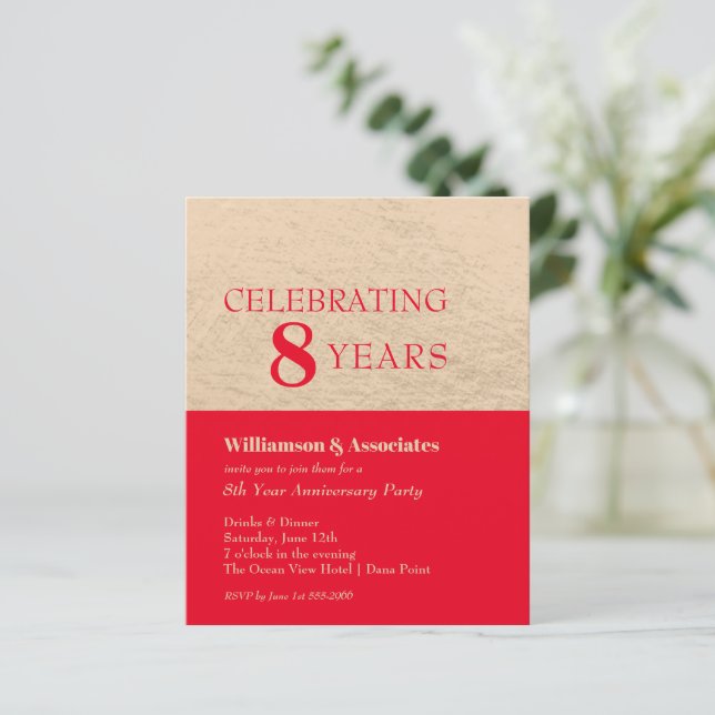 Anniversaire des affaires Gold et Red Invitations (Debout devant)
