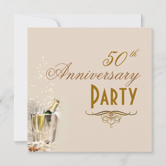 Anniversaire des Invitations aux bulles de Champag (Devant)
