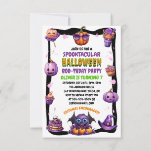 Anniversaire d'Halloween violet de mignonne enfant