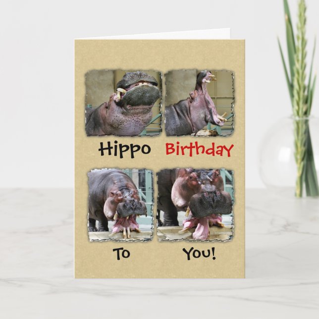 Anniversaire d'hippopotame à vous carte de voeux (Devant)