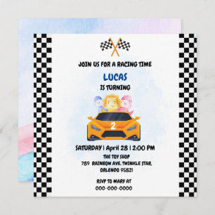 Anniversaire Dinosaur voiture de course garçon cou