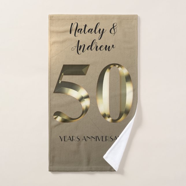 Anniversaire du 50e Mariage d'or métallique (Serviette à main)