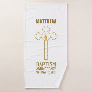 Anniversaire du Baptême Croix d'or personnalisée