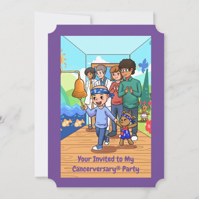 _____ Anniversaire du cancer Invitations de la fêt (Devant)