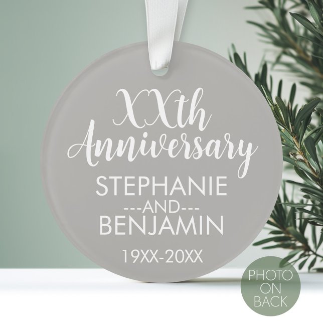 Anniversaire du mariage - Photo sur le dos - Argen (Personalized Wedding Anniversary Photo Ornament)