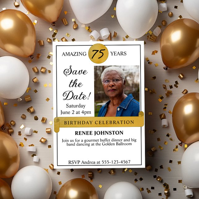 Anniversaire Enregistrer la date Photo Invitation (Créateur téléchargé)