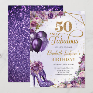Anniversaire Féminin Violet Paillettes 50 ans